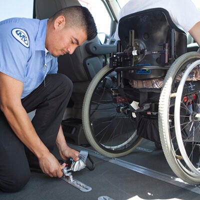 driver marking a wheelchair