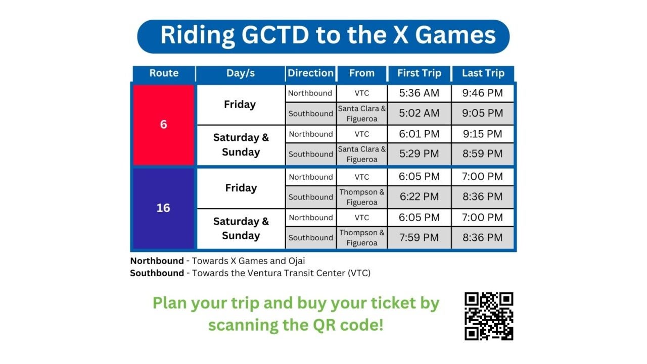 Transportation to X Games California Gold Coast Transit District